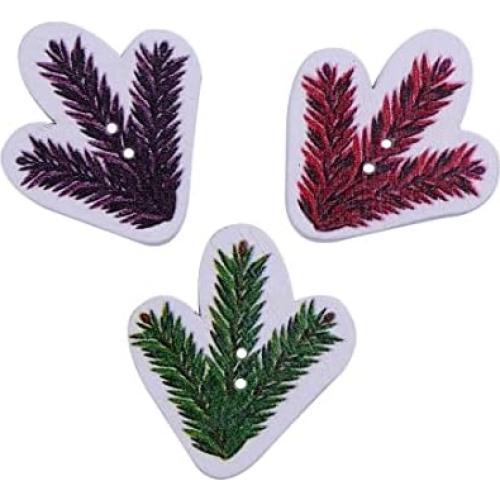 50 Botones de Madera KARMELLING Hoja 3.6cm x 3.2cm