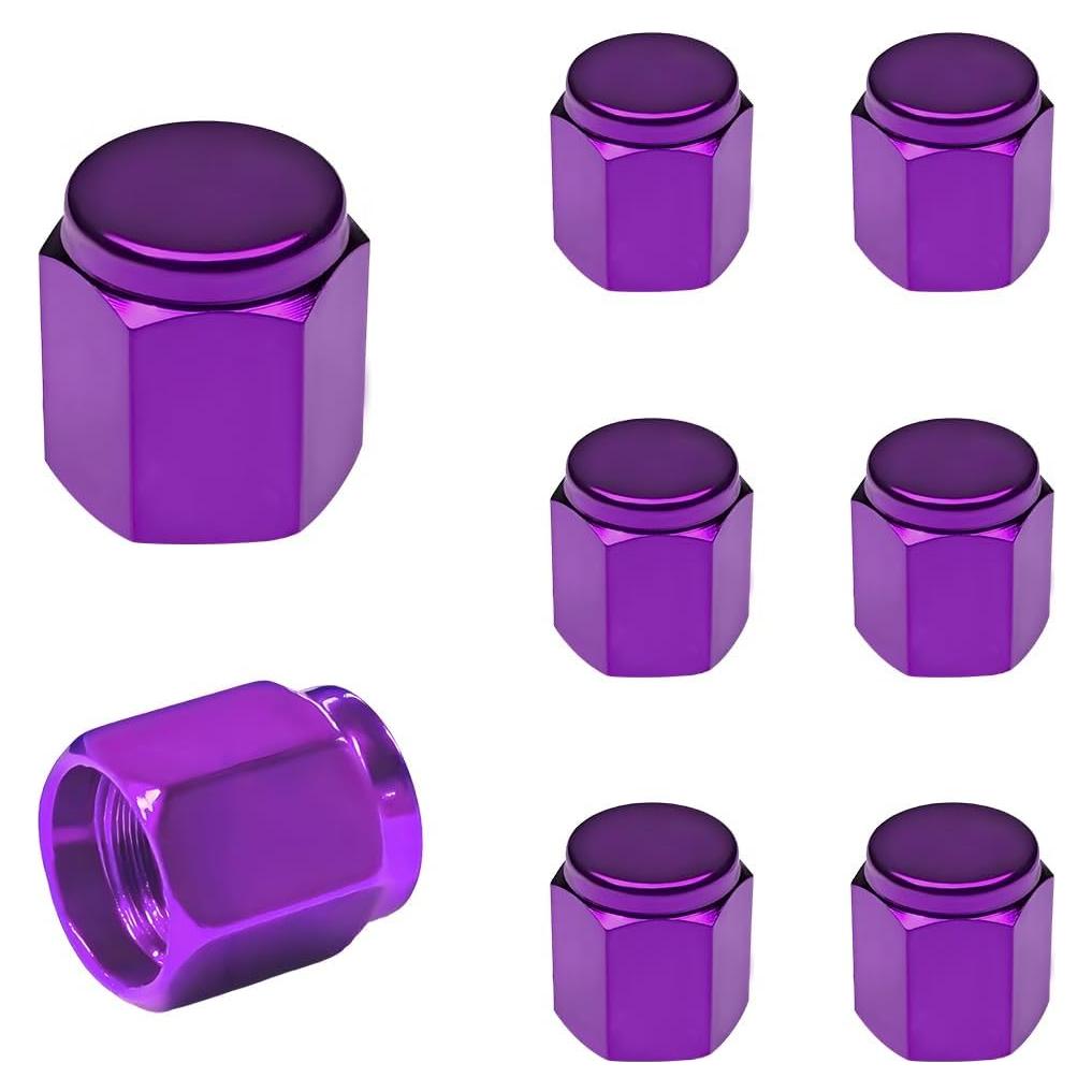 8 Tapones de Válvula de Neumático DXNQ Aluminio Púrpura