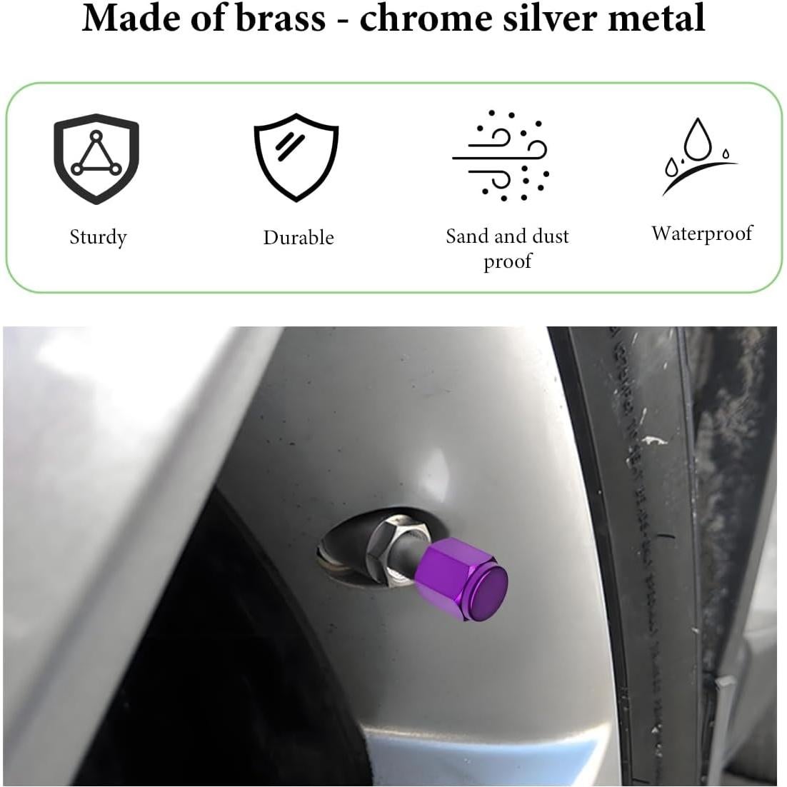 8 Tapones de Válvula de Neumático DXNQ Aluminio Púrpura