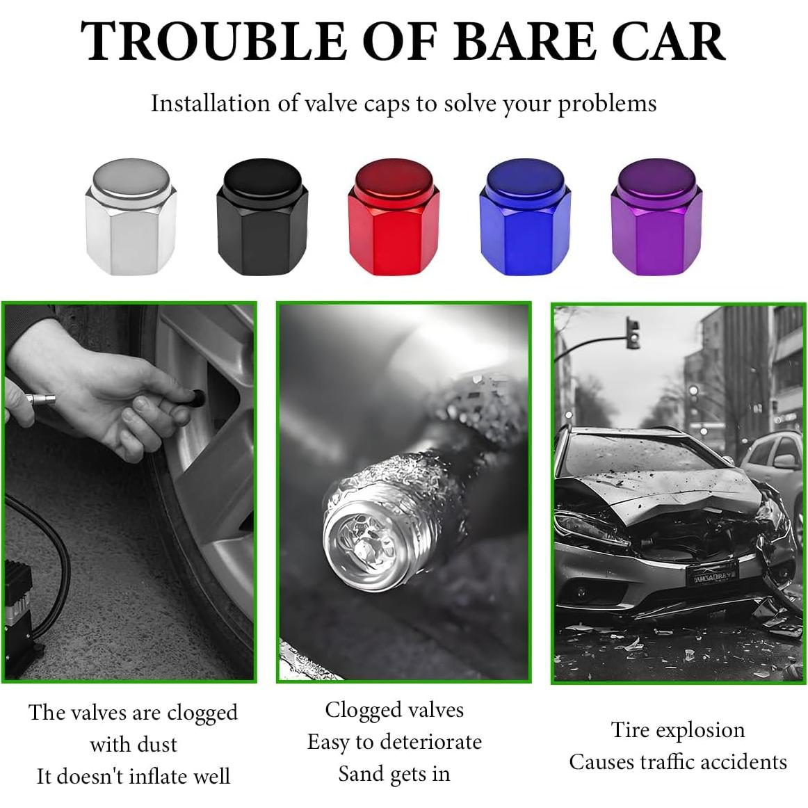 8 Tapones de Válvula de Neumático DXNQ Aluminio Púrpura