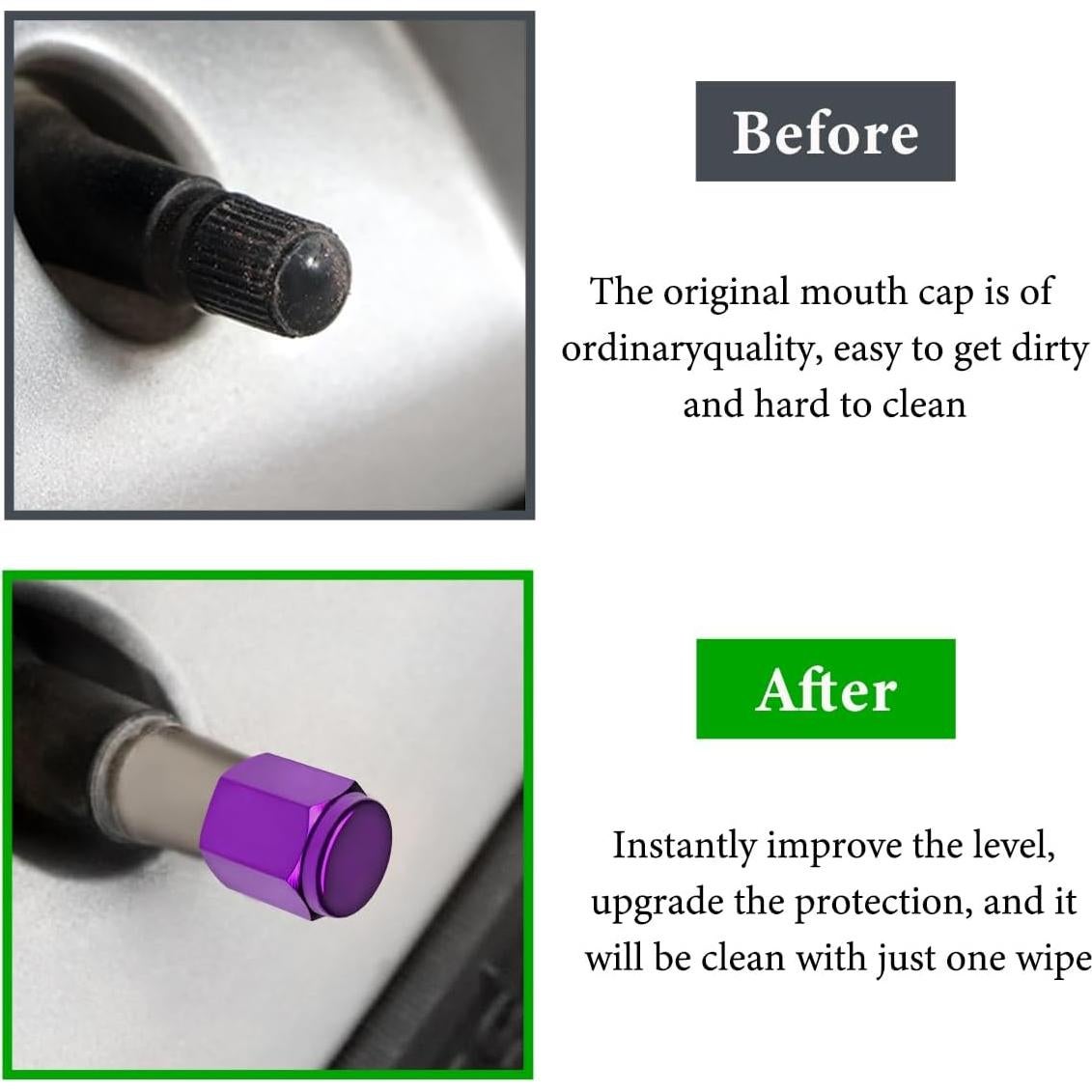 8 Tapones de Válvula de Neumático DXNQ Aluminio Púrpura