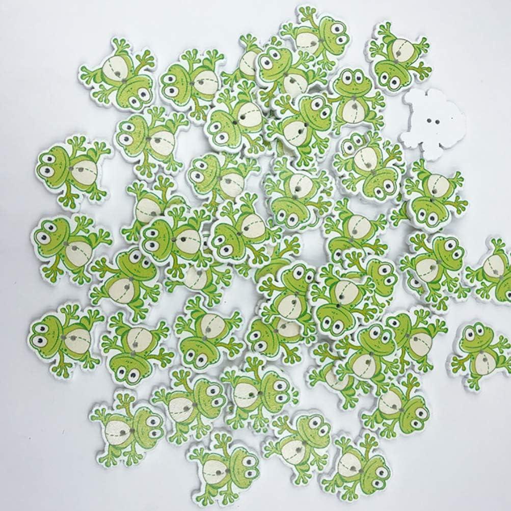 Botones de Madera HEALLILY Rana 50 Pcs 3x2.8 cm para Costura