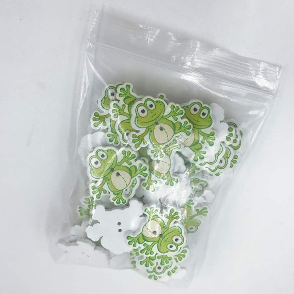 Botones de Madera HEALLILY Rana 50 Pcs 3x2.8 cm para Costura