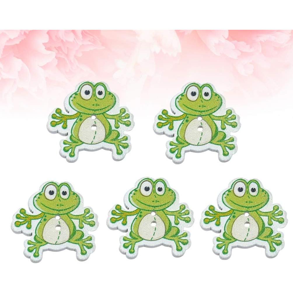 Botones de Madera HEALLILY Rana 50 Pcs 3x2.8 cm para Costura