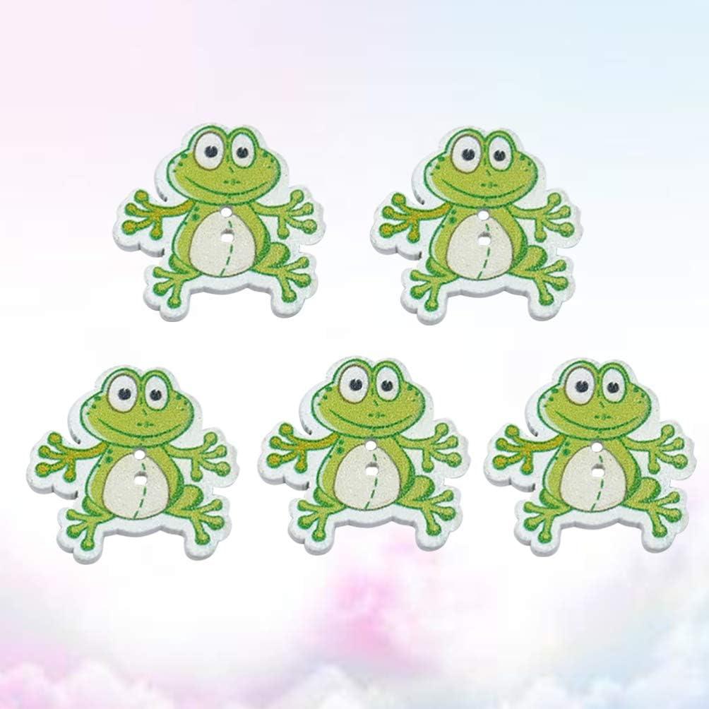 Botones de Madera HEALLILY Rana 50 Pcs 3x2.8 cm para Costura