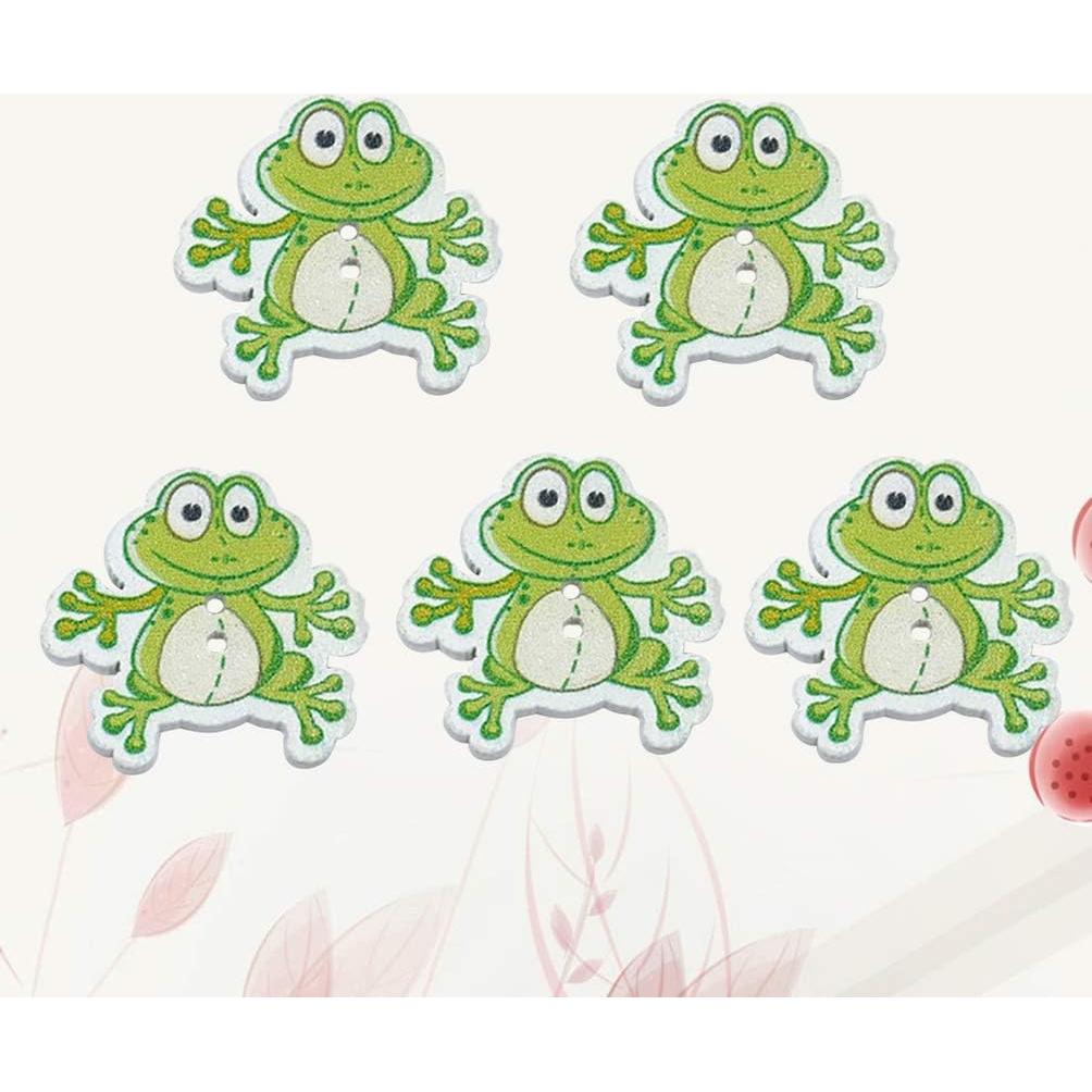 Botones de Madera HEALLILY Rana 50 Pcs 3x2.8 cm para Costura