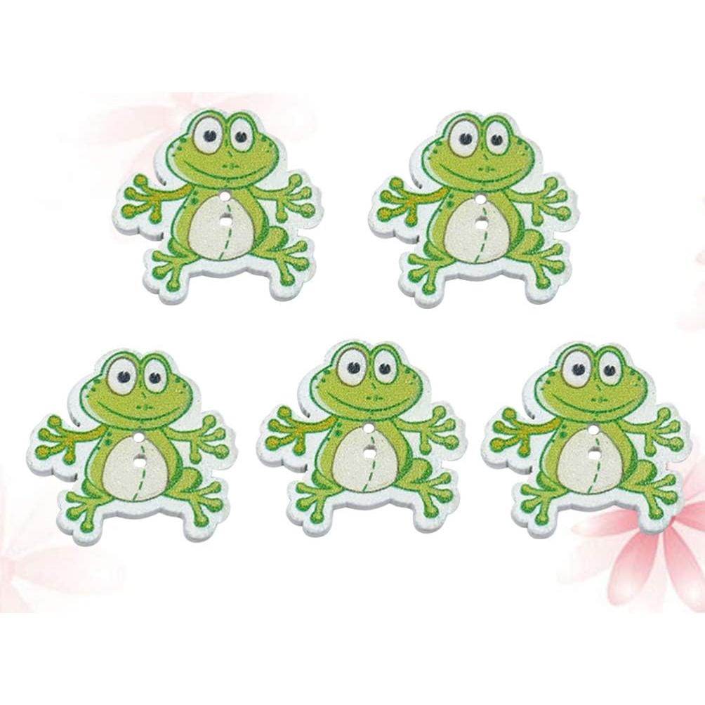 Botones de Madera HEALLILY Rana 50 Pcs 3x2.8 cm para Costura