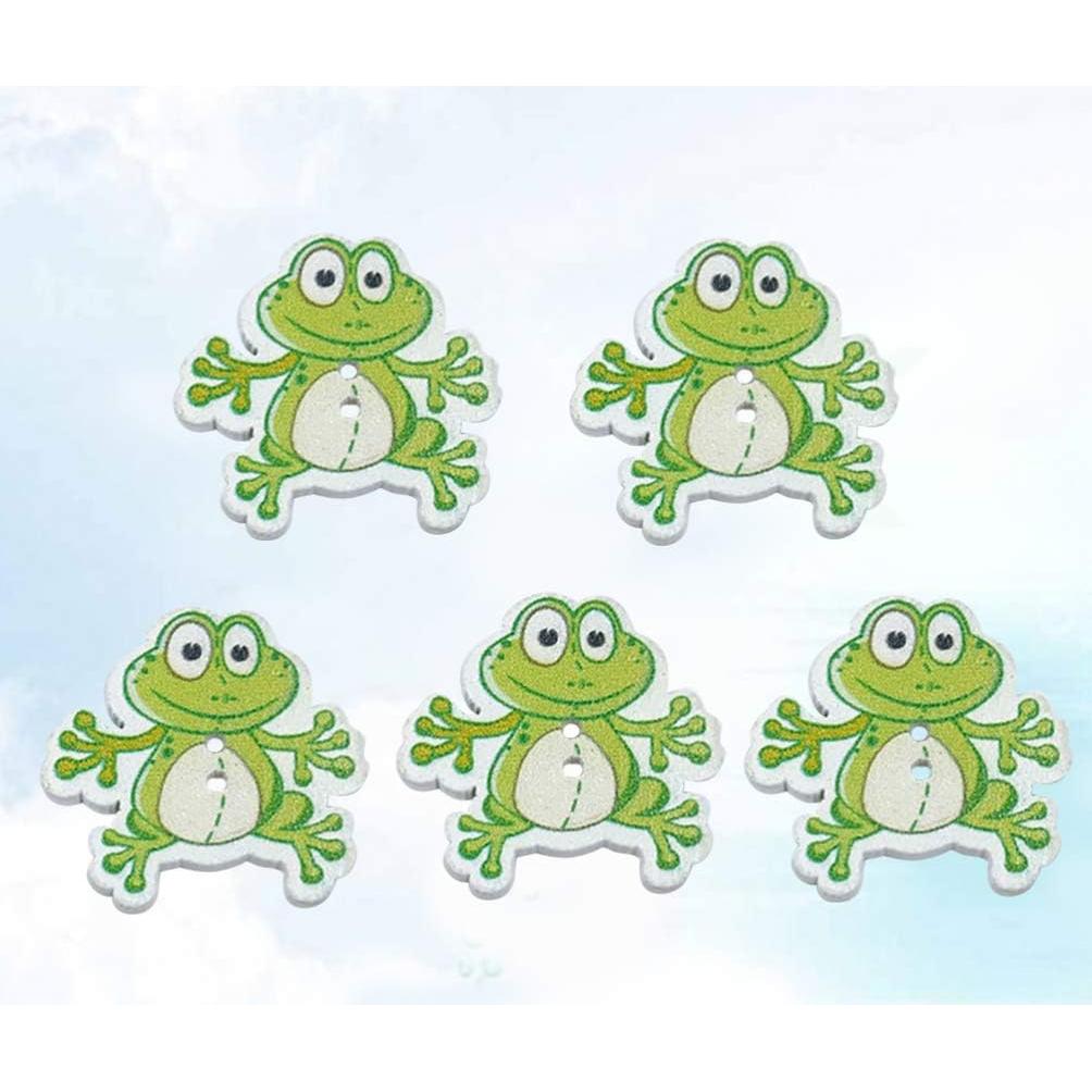 Botones de Madera HEALLILY Rana 50 Pcs 3x2.8 cm para Costura