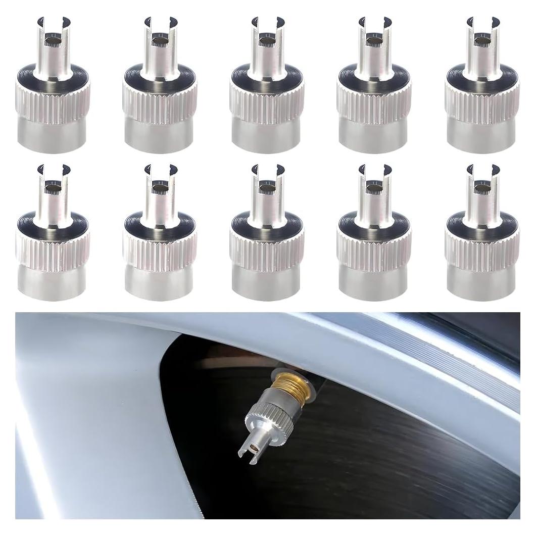 Tapones de Válvula de Neumático FALVFUN 10PCS Bronce Plata