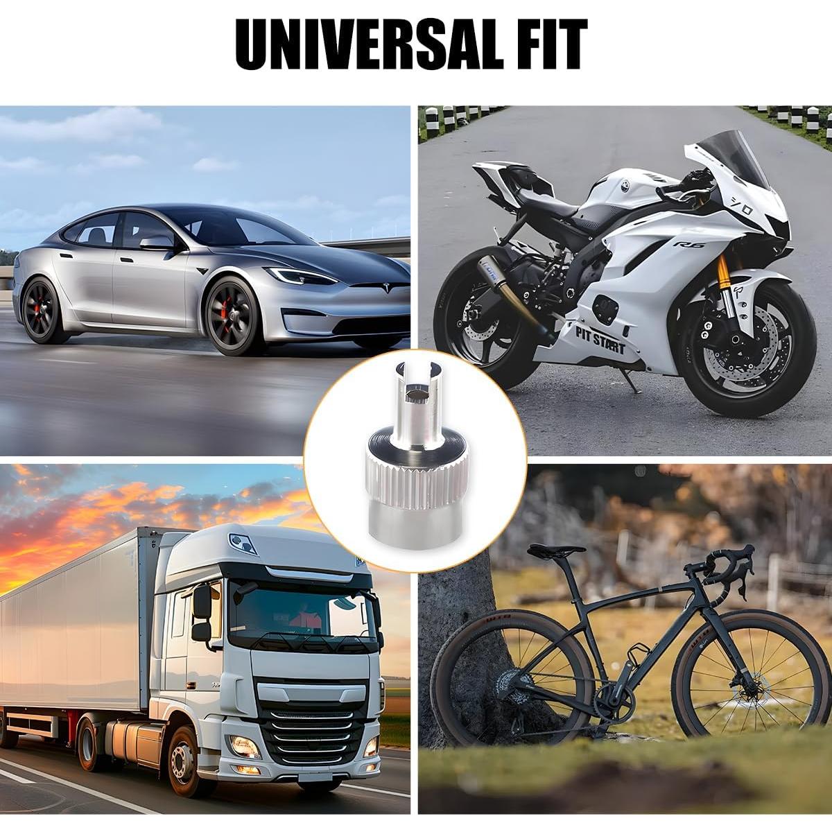 Tapones de Válvula de Neumático FALVFUN 10PCS Bronce Plata