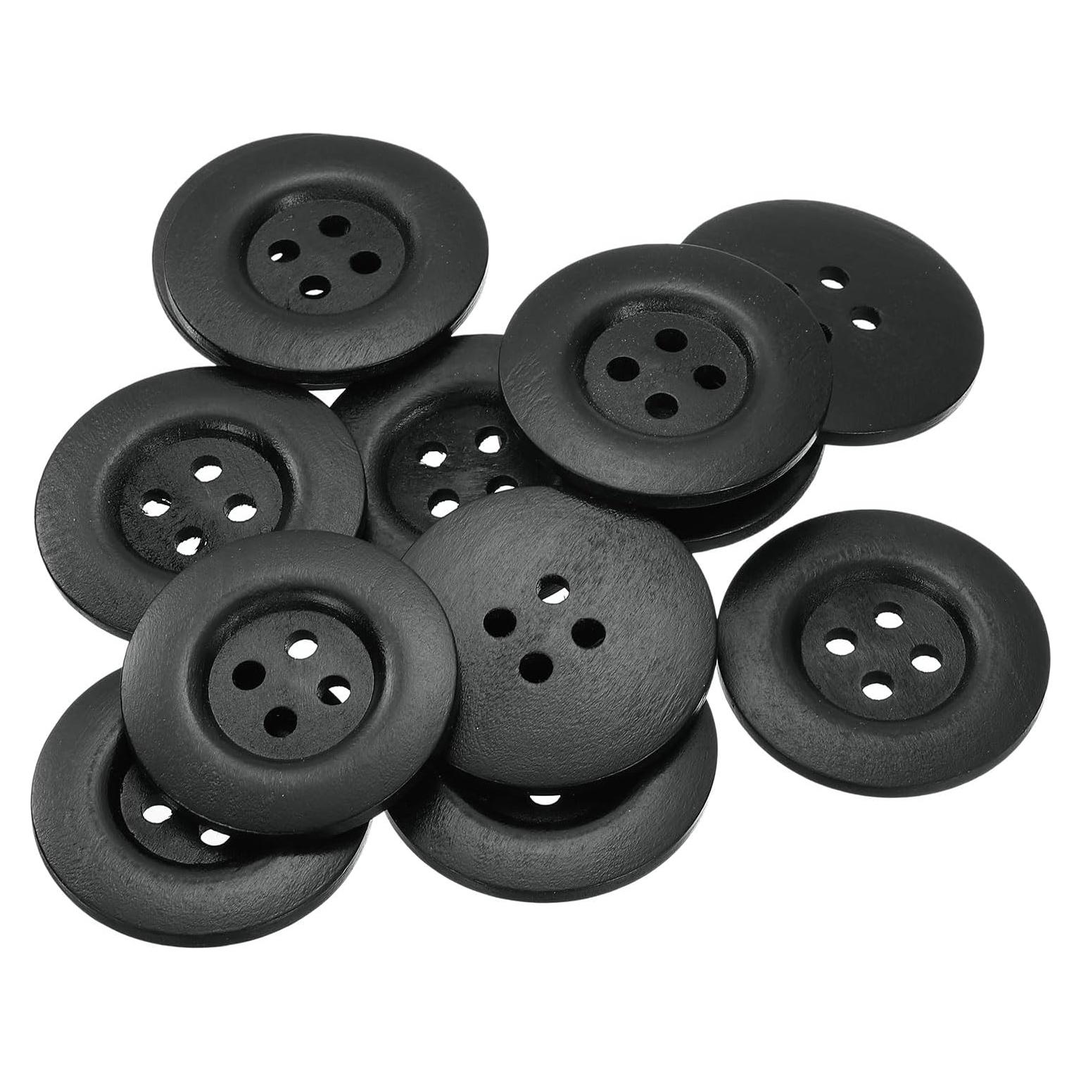 Botones de Madera uxcell 20 Pcs 50mm 4 Agujeros Negro