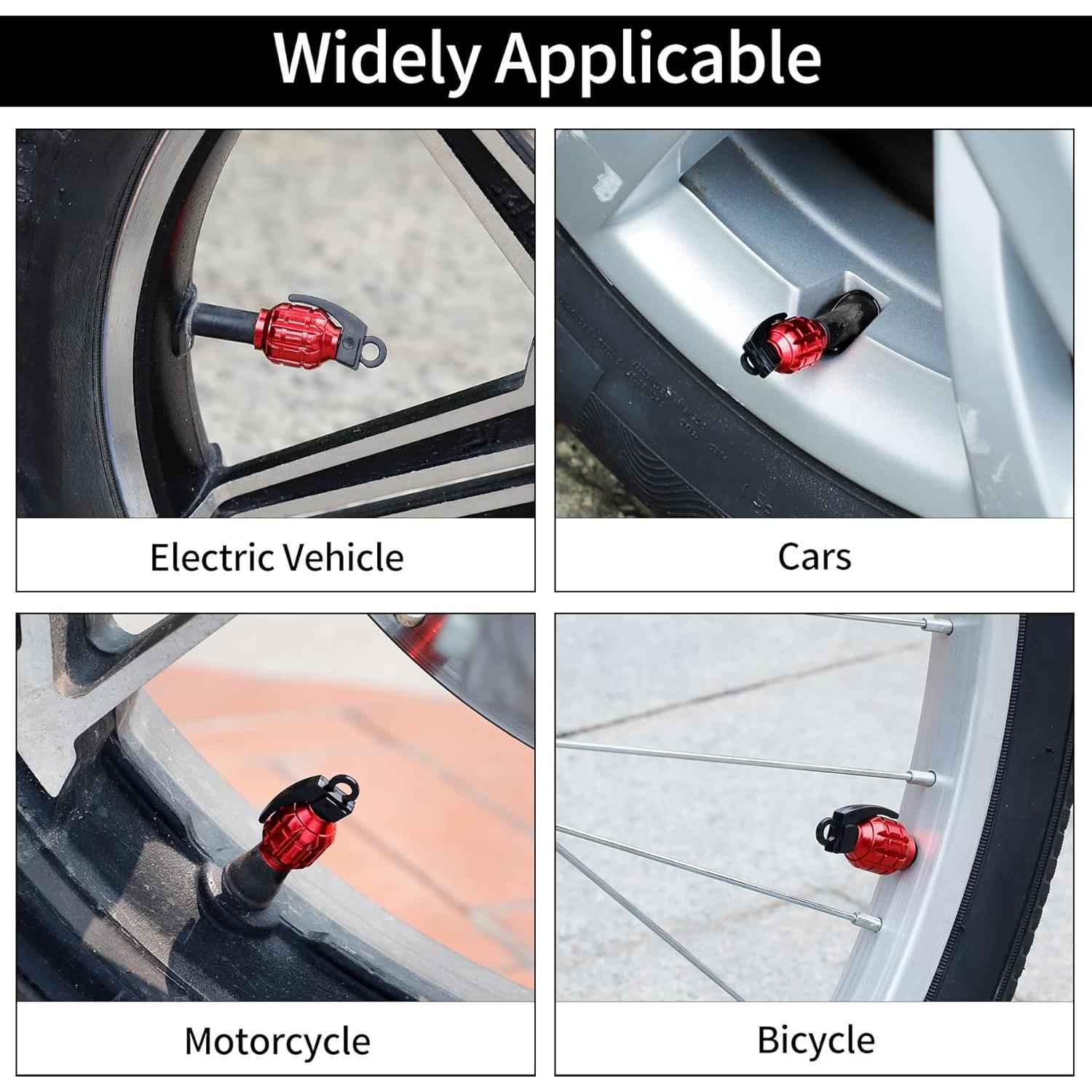 Tapas de Válvula de Neumáticos GaRhomxy Universales - Rojo