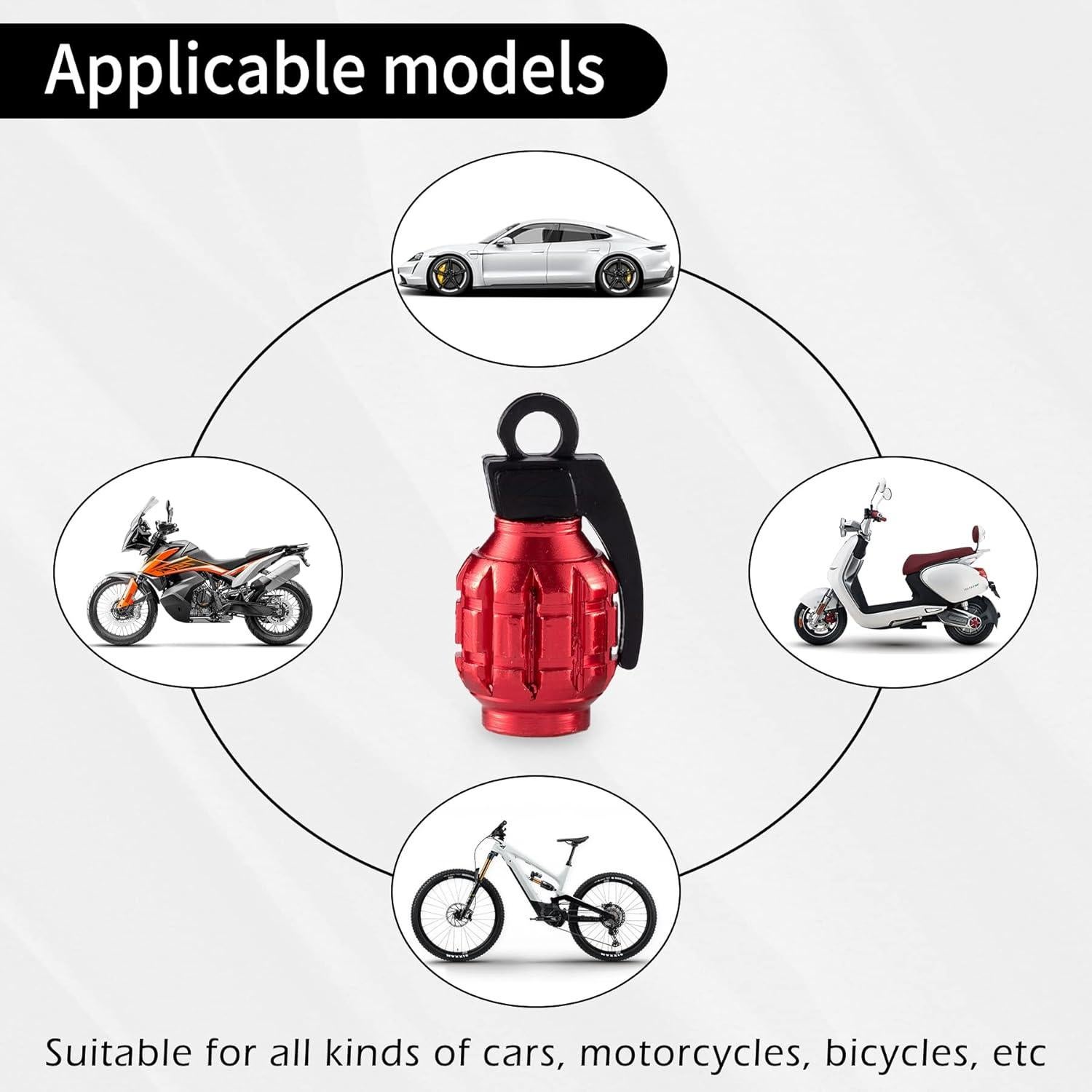 Tapas de Válvula de Neumáticos GaRhomxy Universales - Rojo