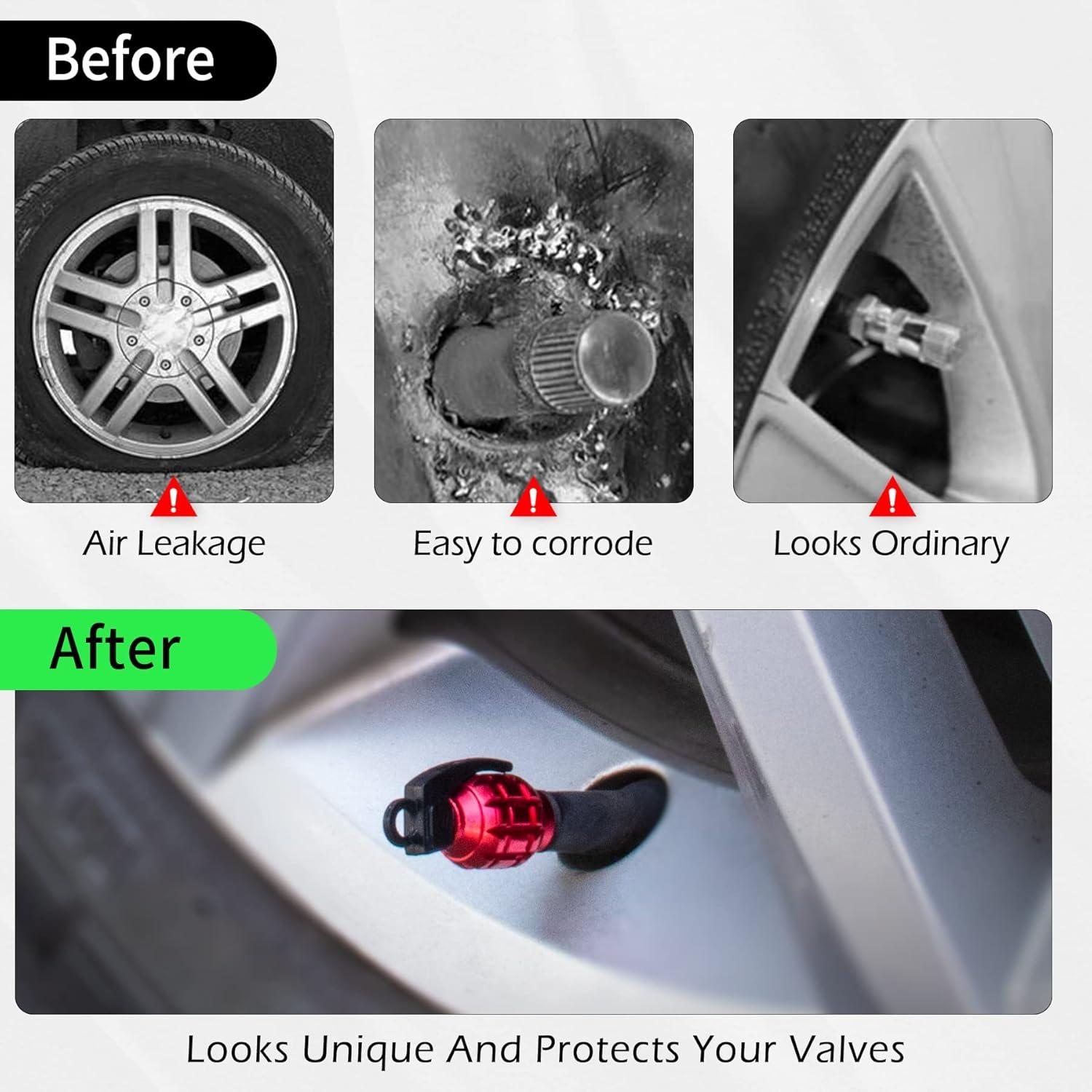 Tapas de Válvula de Neumáticos GaRhomxy Universales - Rojo