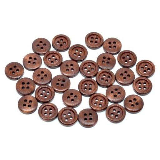 Botones de Madera PEPPERLONELY 150PC 15mm Marrón para Costura