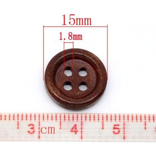 Botones de Madera PEPPERLONELY 150PC 15mm Marrón para Costura