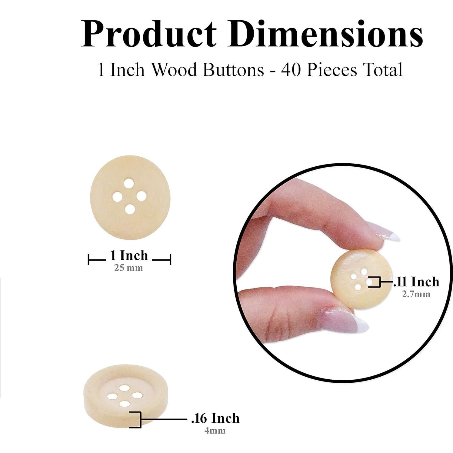 Botones de Madera Natural Mandala Crafts 25mm - 40 Piezas