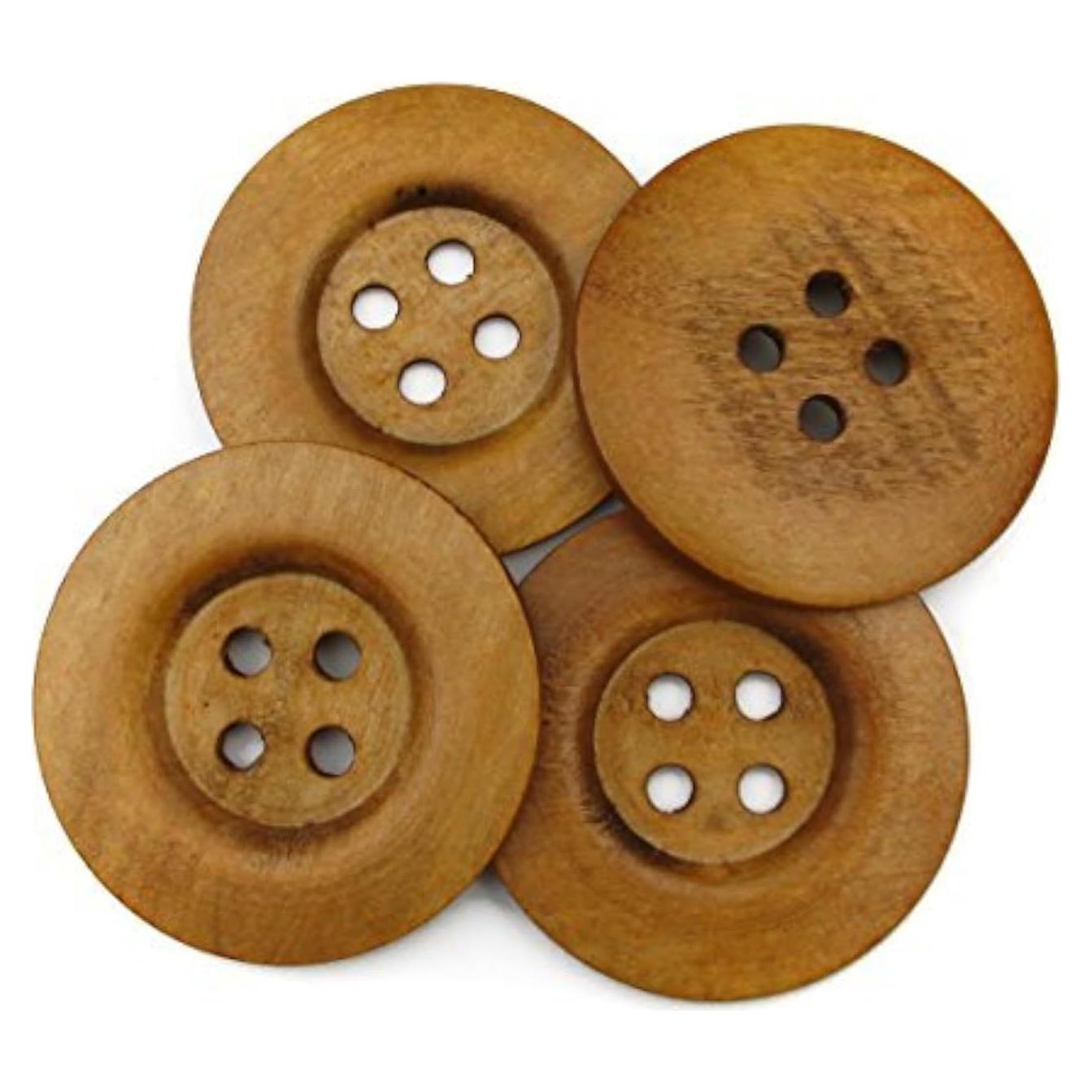 20 Botones de Madera 50mm Marrón Claro Todo en Uno