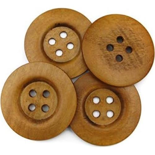 20 Botones de Madera 50mm Marrón Claro Todo en Uno