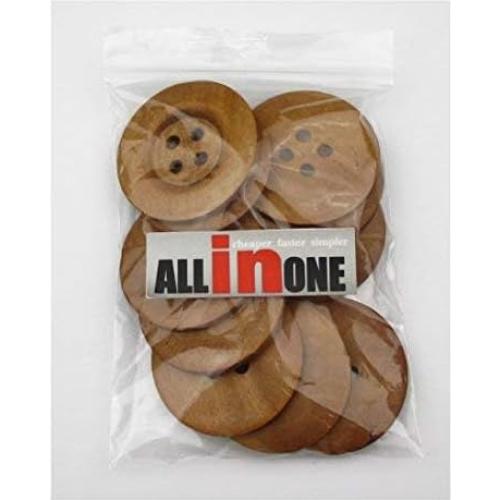 20 Botones de Madera 50mm Marrón Claro Todo en Uno