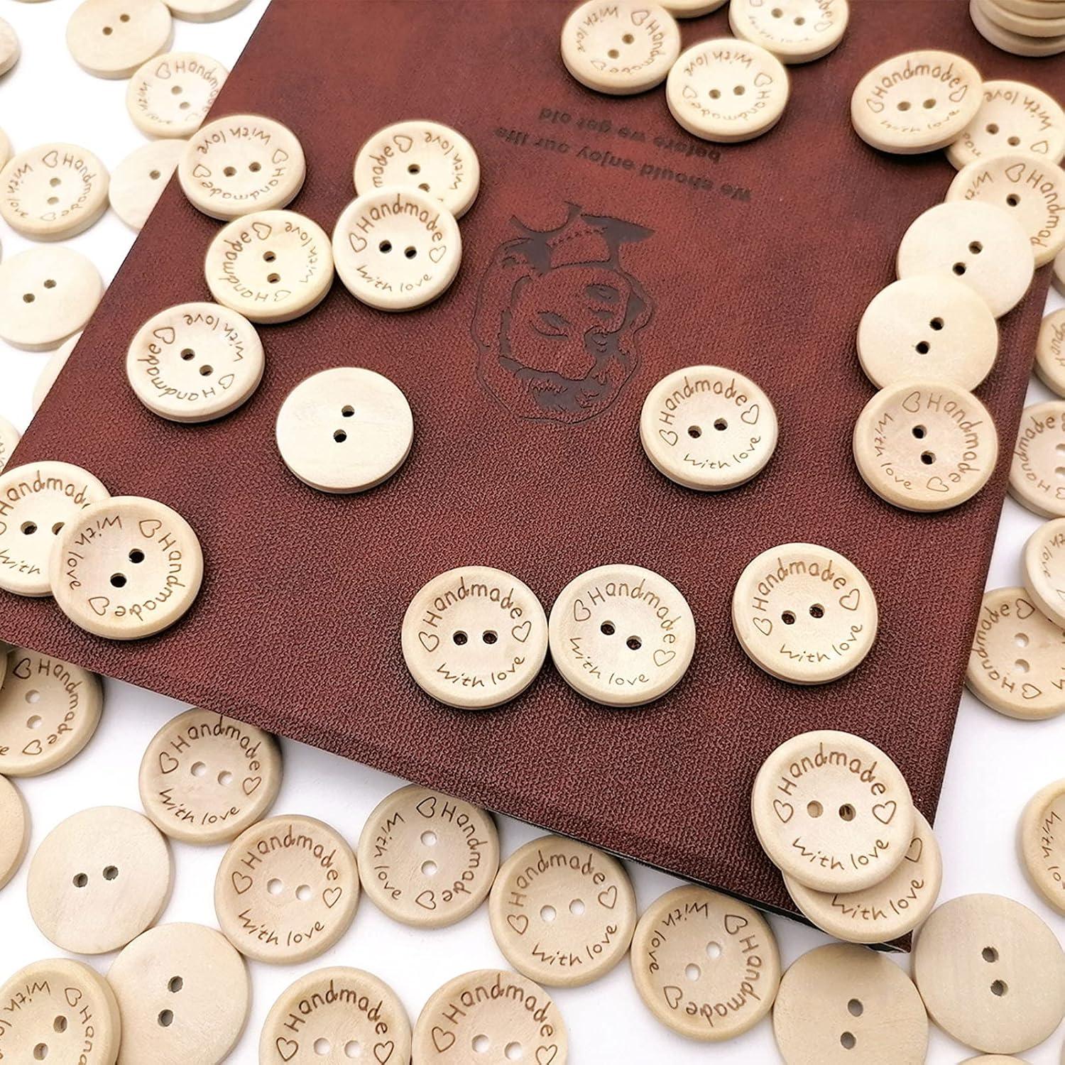 200 Botones de Madera Natural Alfykym 25mm 2 Agujeros DIY