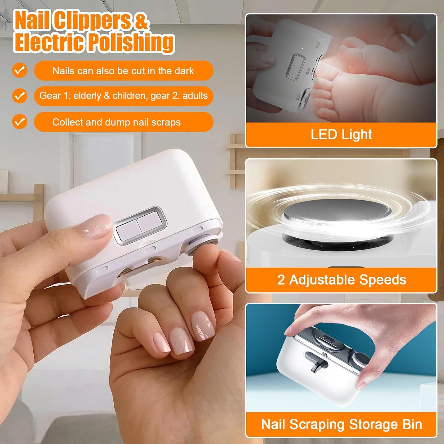 Cortador de Uñas Eléctrico 2 en 1 Tianwide con Luz LED