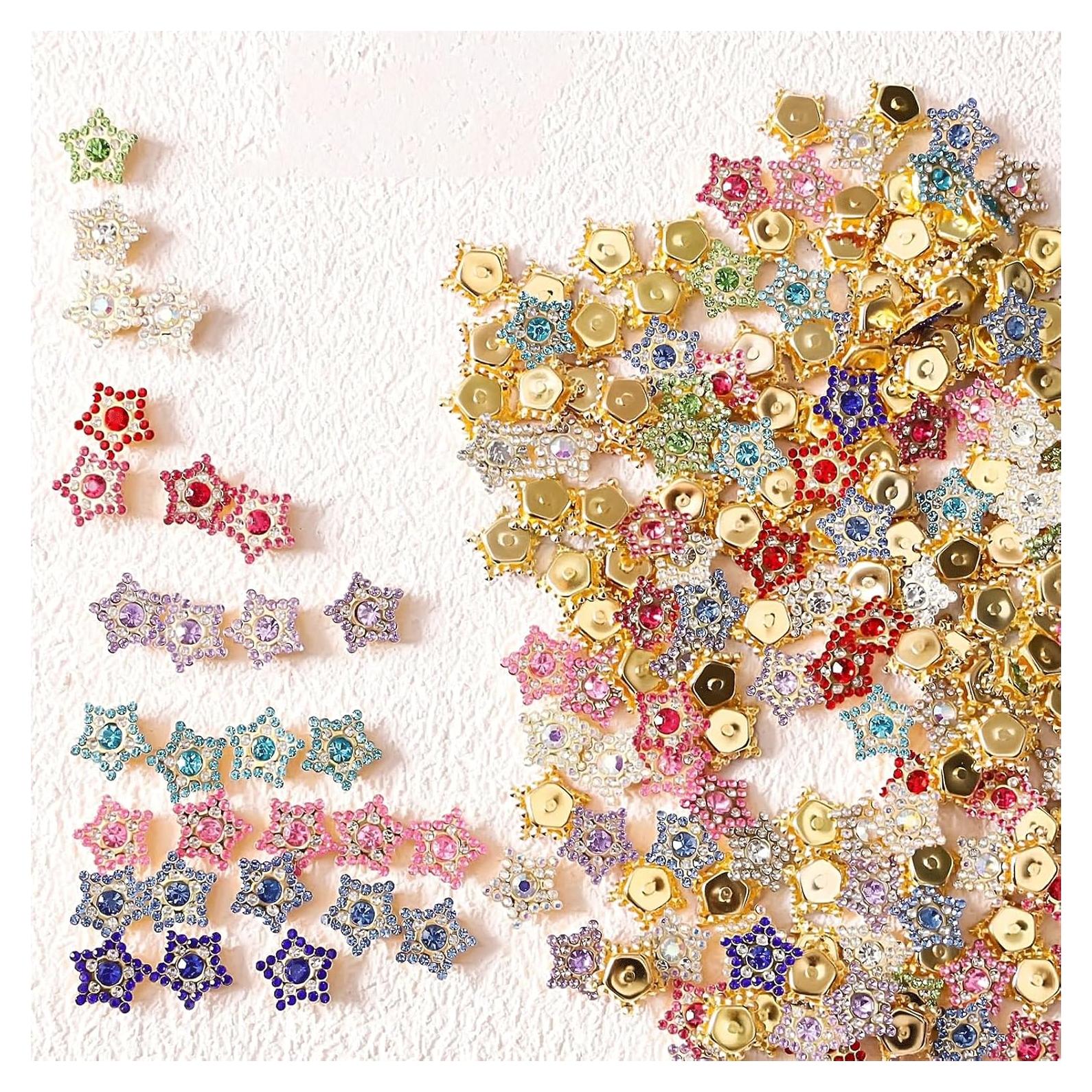 200 Botones de Estrás Estrella Qusmeiyici 15.5mm Multicolor