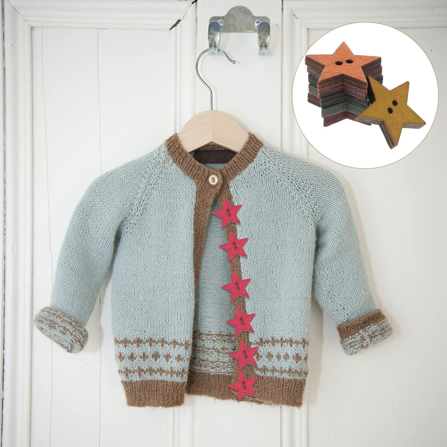 50 Botones de Estrella de Madera DOITOOL para Manualidades