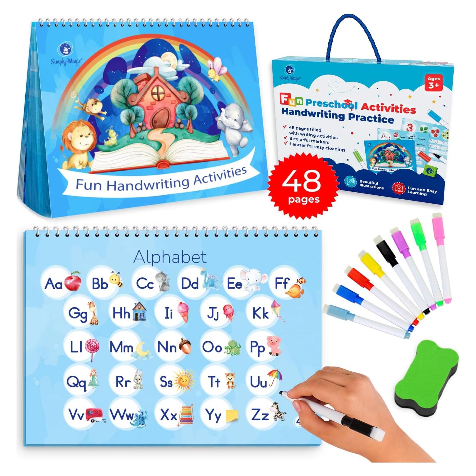 Libro de Escritura Borrable Simple Magia 48 Páginas 3-5 Años