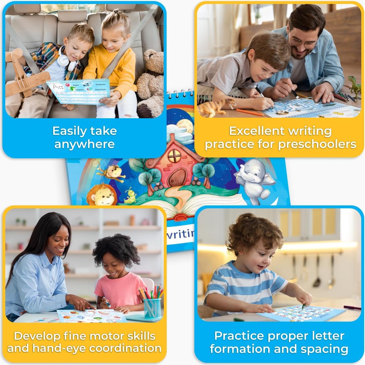 Libro de Escritura Borrable Simple Magia 48 Páginas 3-5 Años