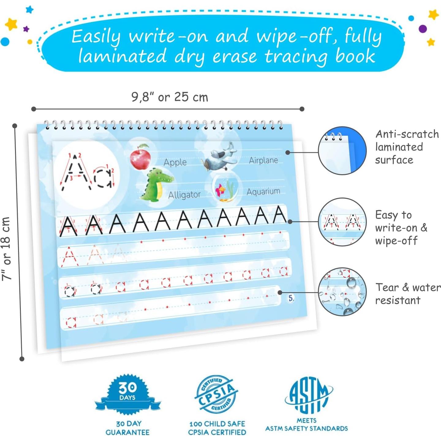 Libro de Escritura Borrable Simple Magia 48 Páginas 3-5 Años
