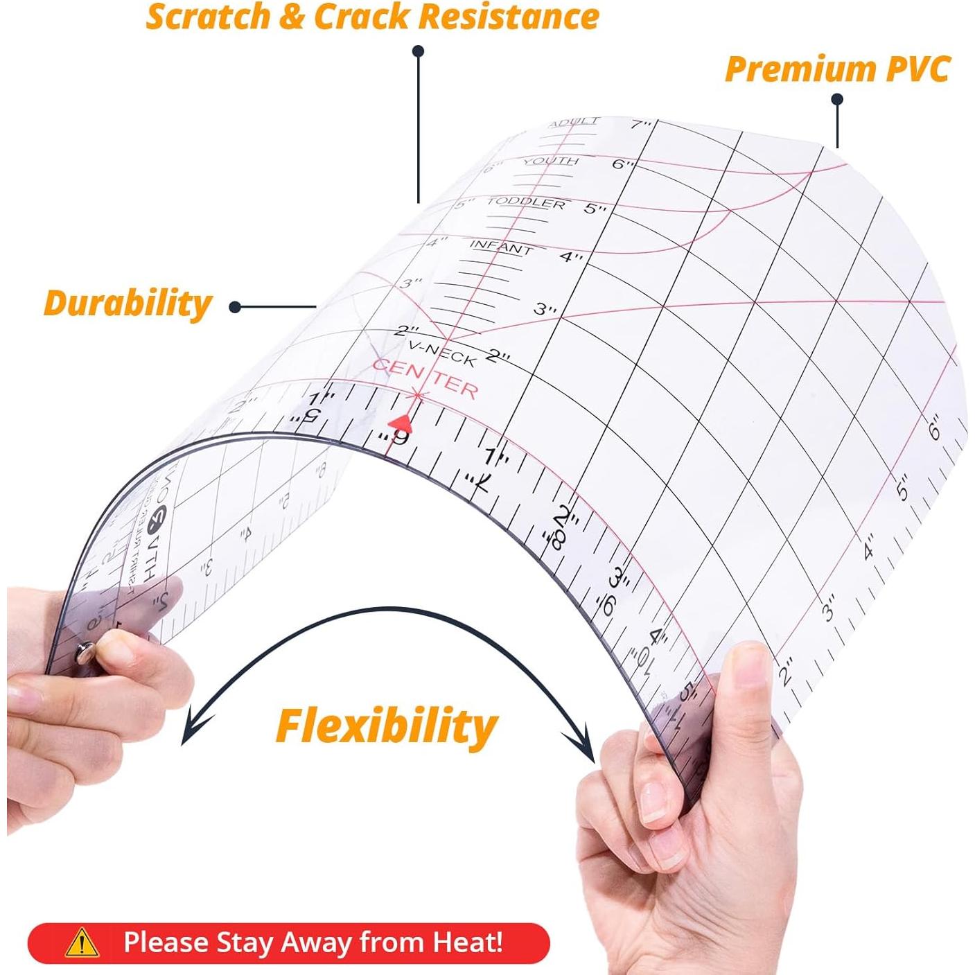 Juego de Guía de Regla para Camisetas HTVRONT 4 PZS