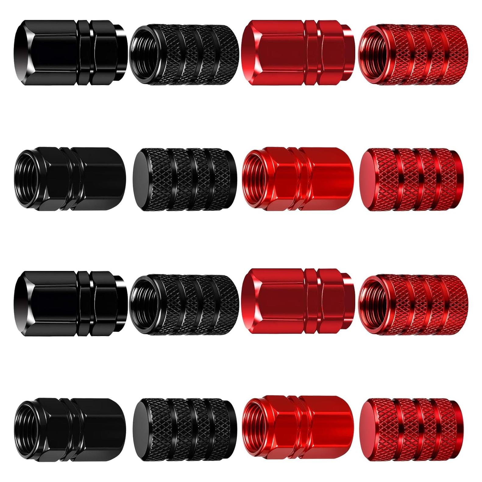 16 Tapas de Válvula de Neumático Aluminio QfwdfcTrenz Rojo Negro