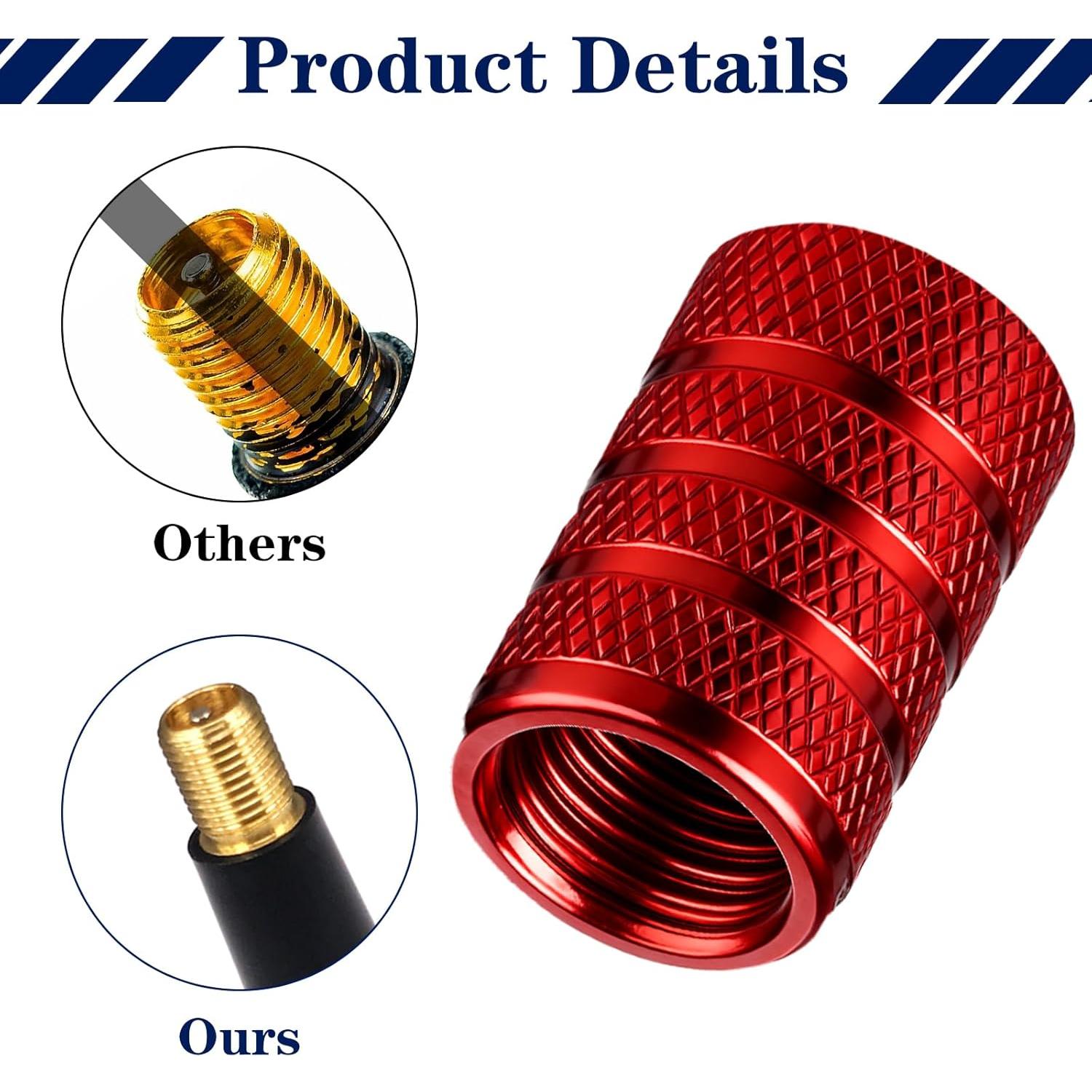 16 Tapas de Válvula de Neumático Aluminio QfwdfcTrenz Rojo Negro