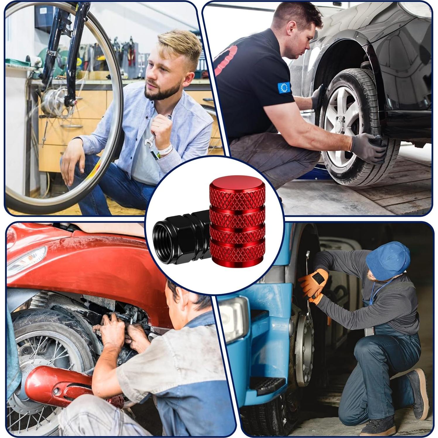 16 Tapas de Válvula de Neumático Aluminio QfwdfcTrenz Rojo Negro