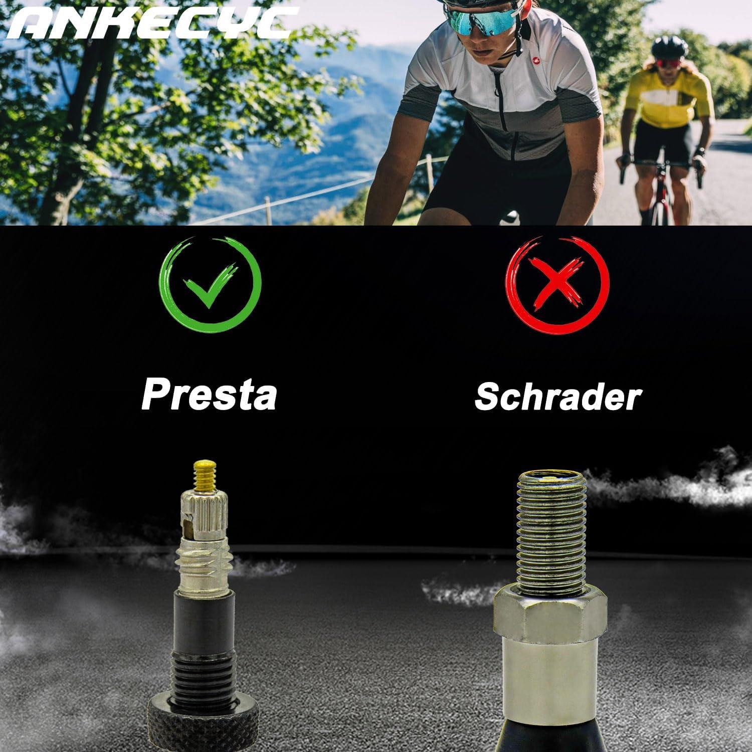 Tapas de Válvula Presta ANKECYC Negras de Aluminio - Paquete de 4