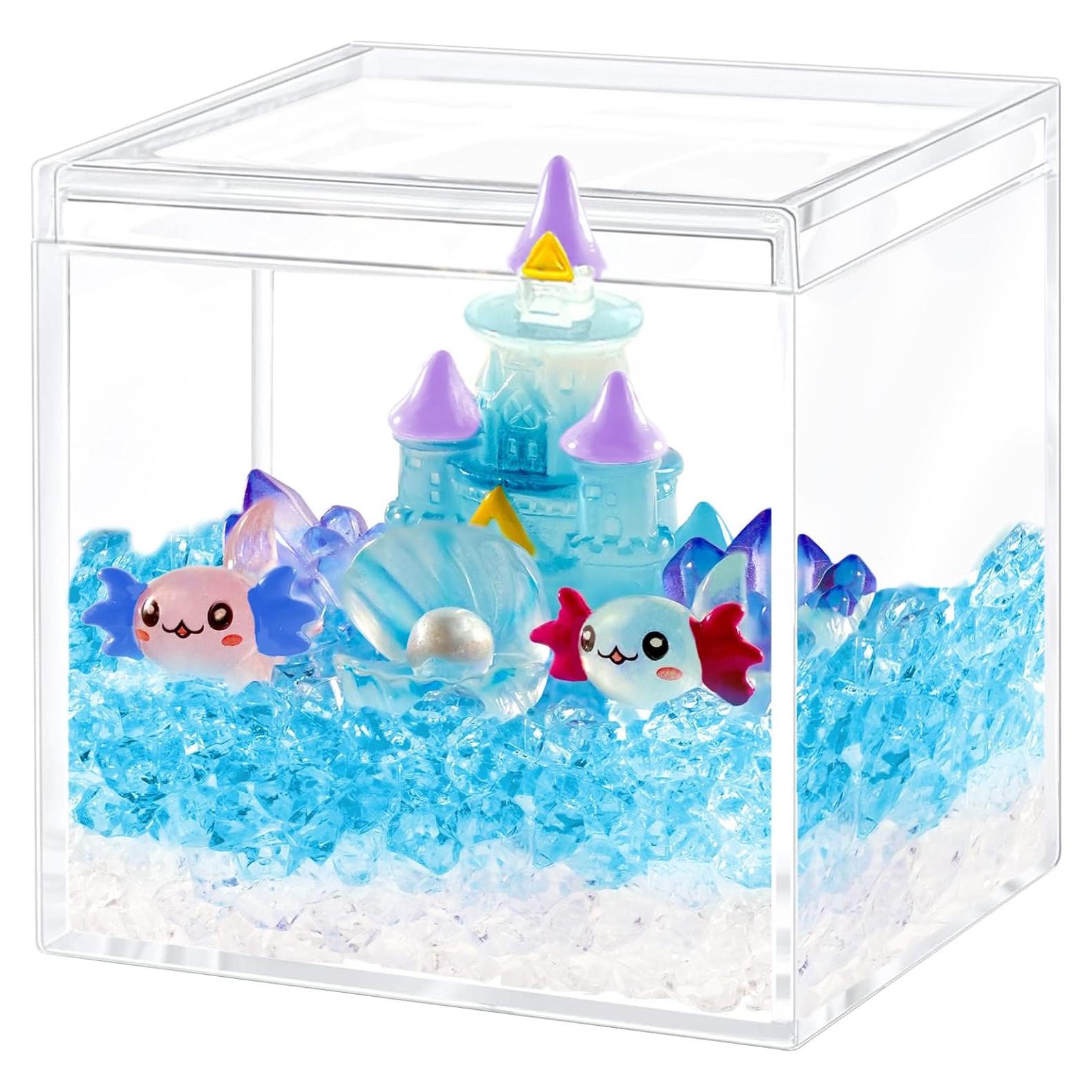 Kit de Terrario Mini Axolote Hiawbon DIY Castillo Azul