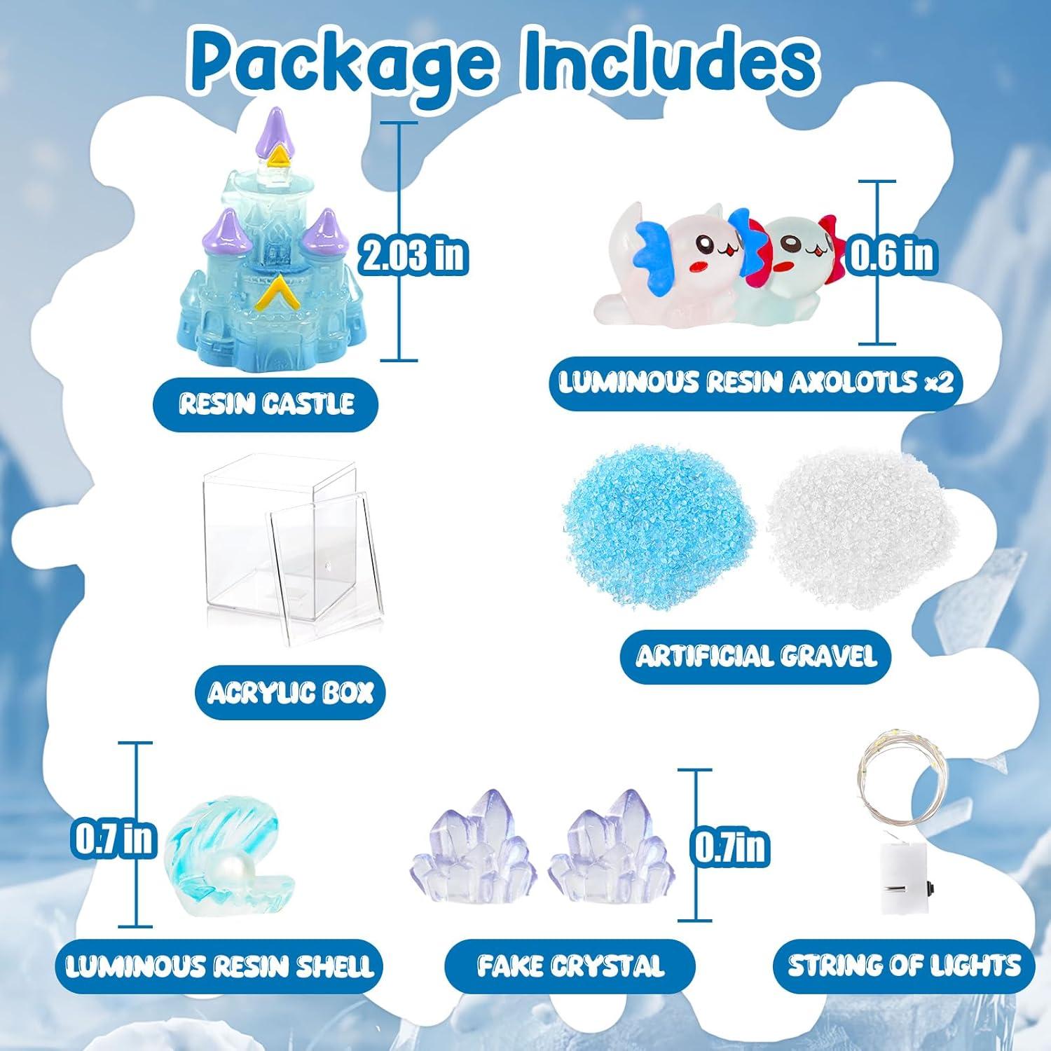 Kit de Terrario Mini Axolote Hiawbon DIY Castillo Azul