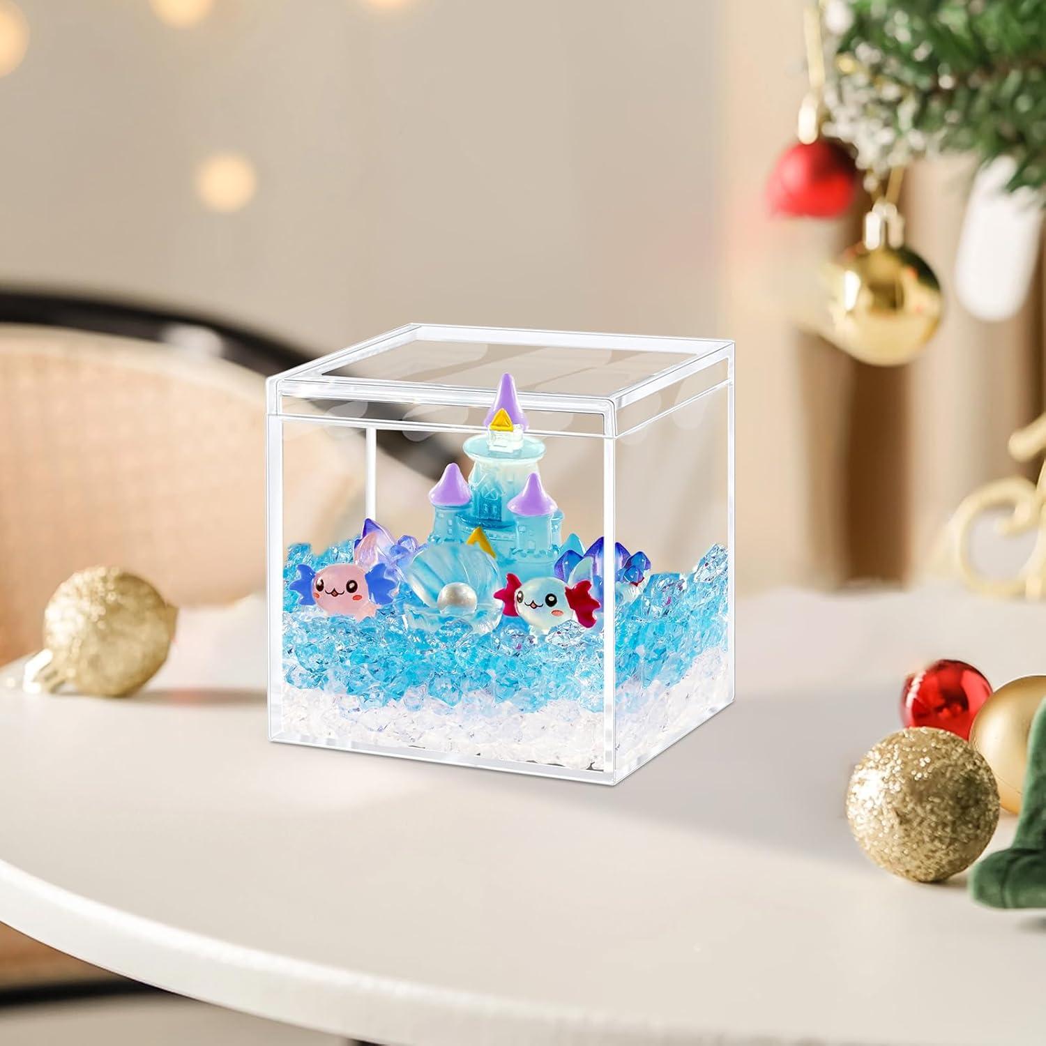 Kit de Terrario Mini Axolote Hiawbon DIY Castillo Azul