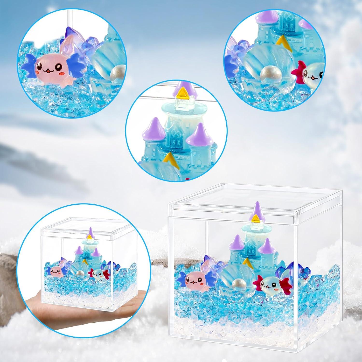 Kit de Terrario Mini Axolote Hiawbon DIY Castillo Azul