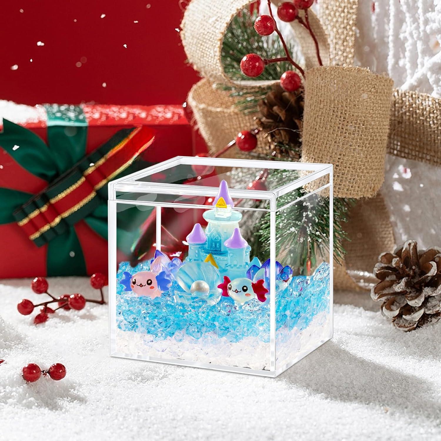 Kit de Terrario Mini Axolote Hiawbon DIY Castillo Azul