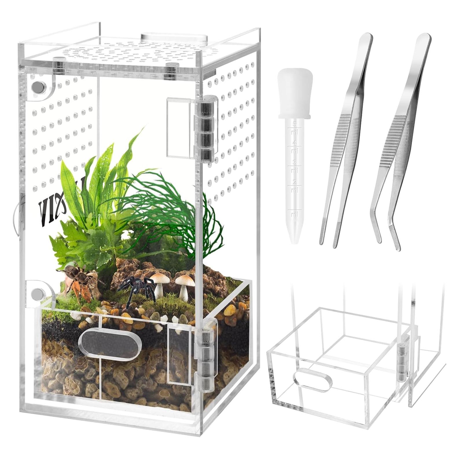 Mini Terrario Acrílico Luxiv para Arañas Saltarinas con Accesorios