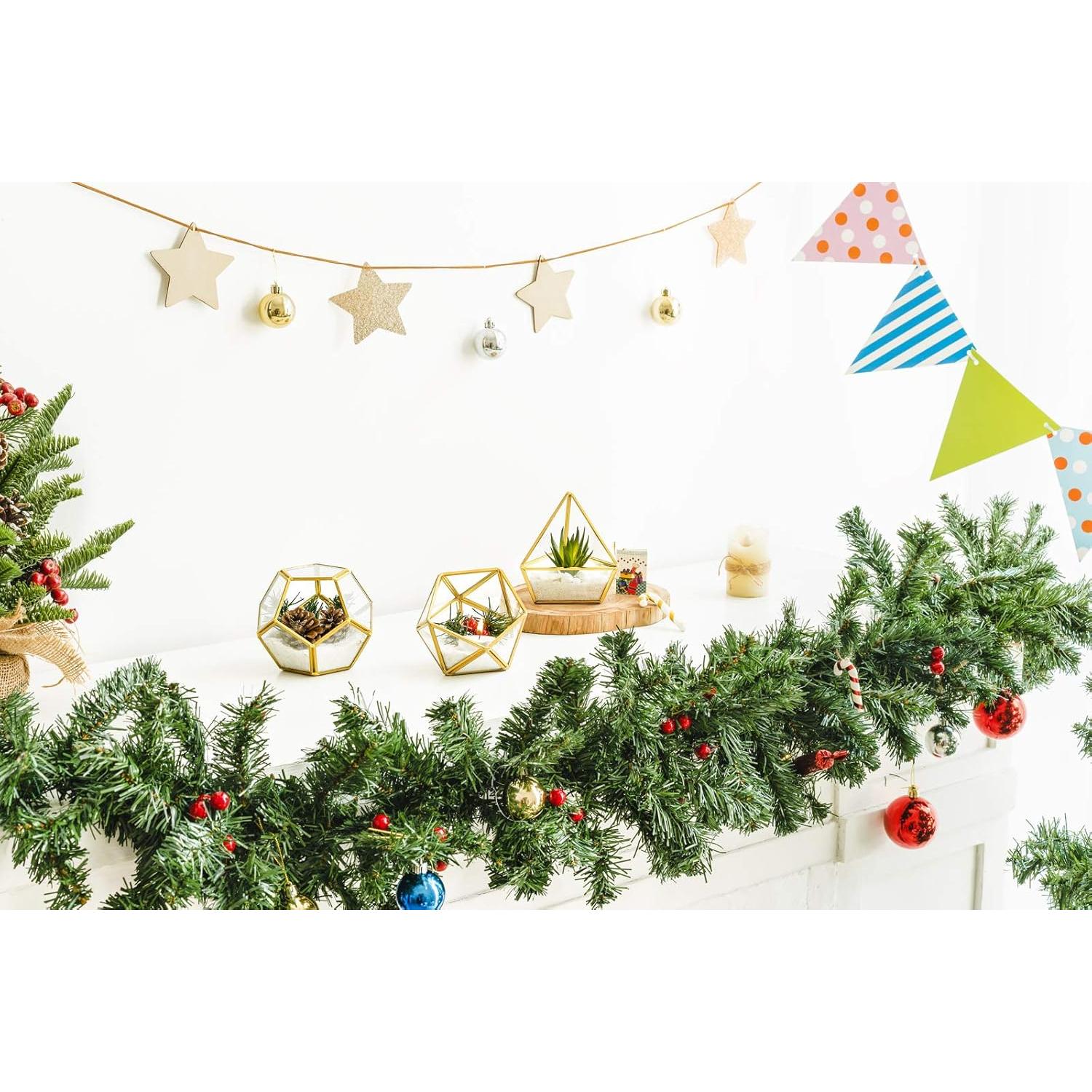 Set de 3 Macetas Geométricas de Vidrio Mkono 10.16 cm Dorado