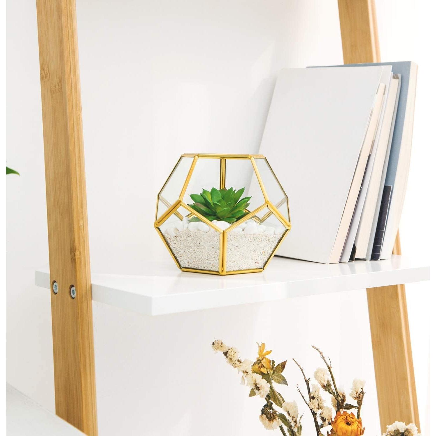 Set de 3 Macetas Geométricas de Vidrio Mkono 10.16 cm Dorado