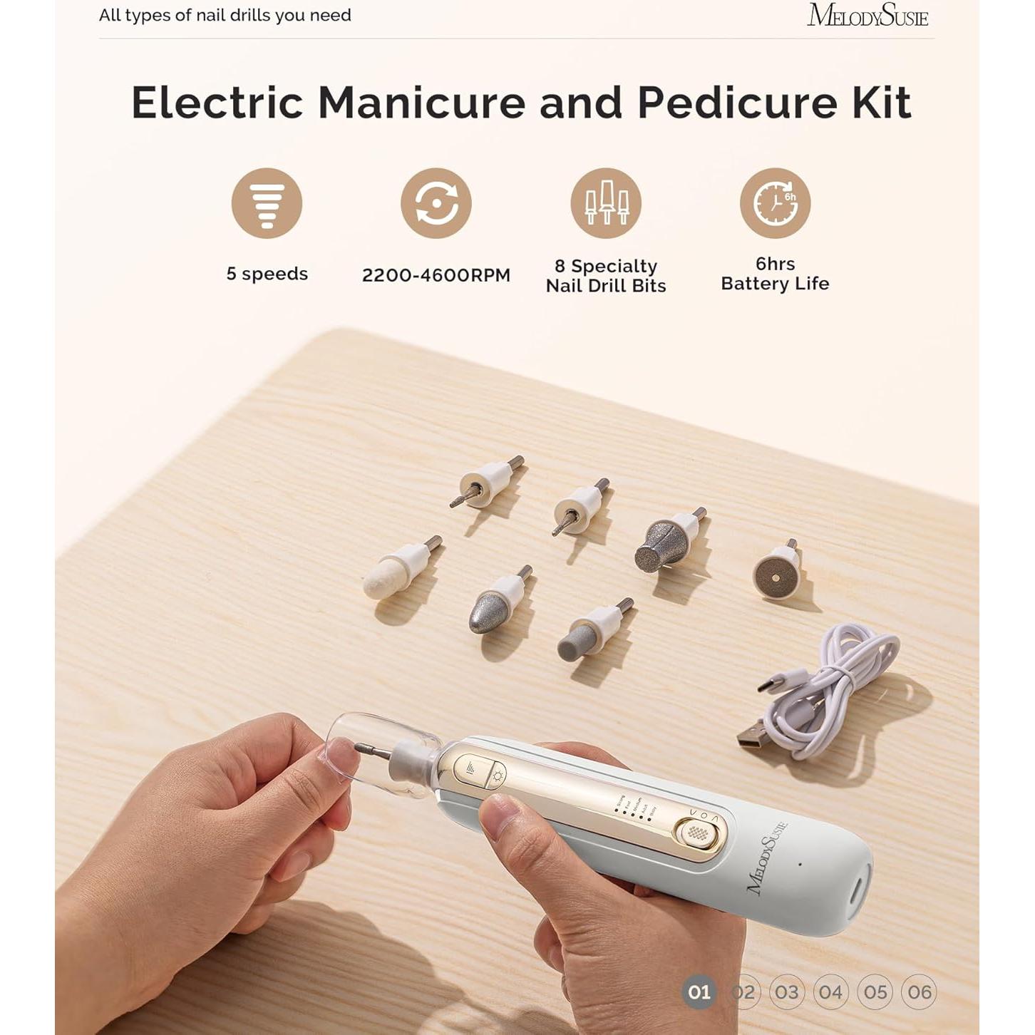 Kit de Manicura y Pedicura MelodySusie PC760G 8-en-1 Inalámbrico