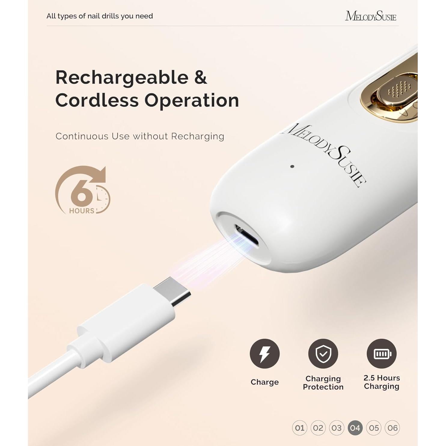 Kit de Manicura y Pedicura MelodySusie PC760G 8-en-1 Inalámbrico