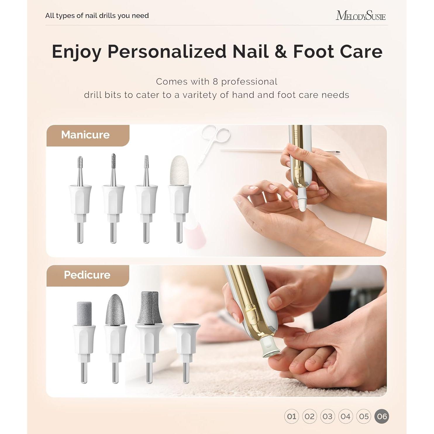 Kit de Manicura y Pedicura MelodySusie PC760G 8-en-1 Inalámbrico