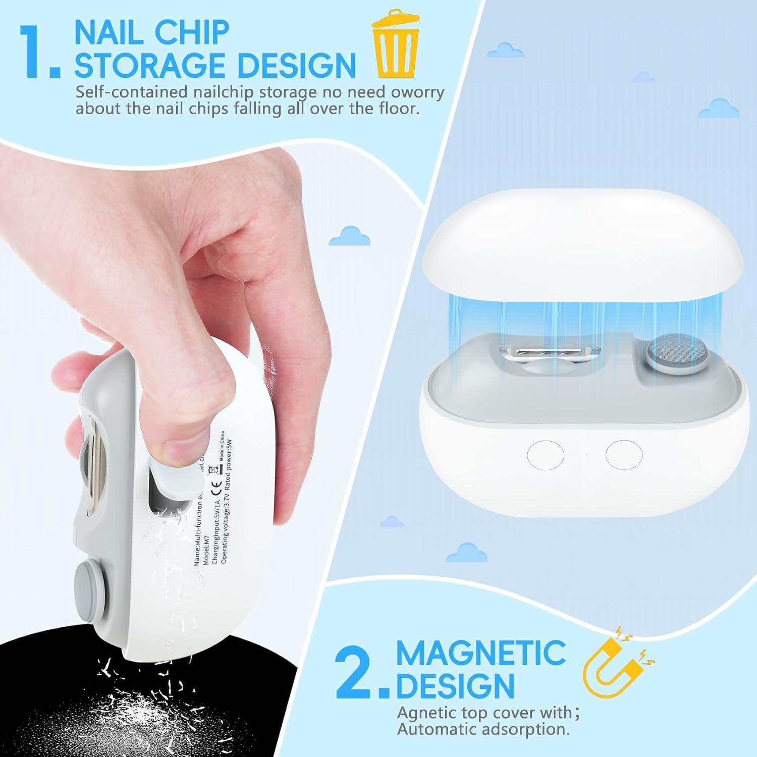 Cortador de Uñas Eléctrico LOQOMI 3 en 1 con Luz LED