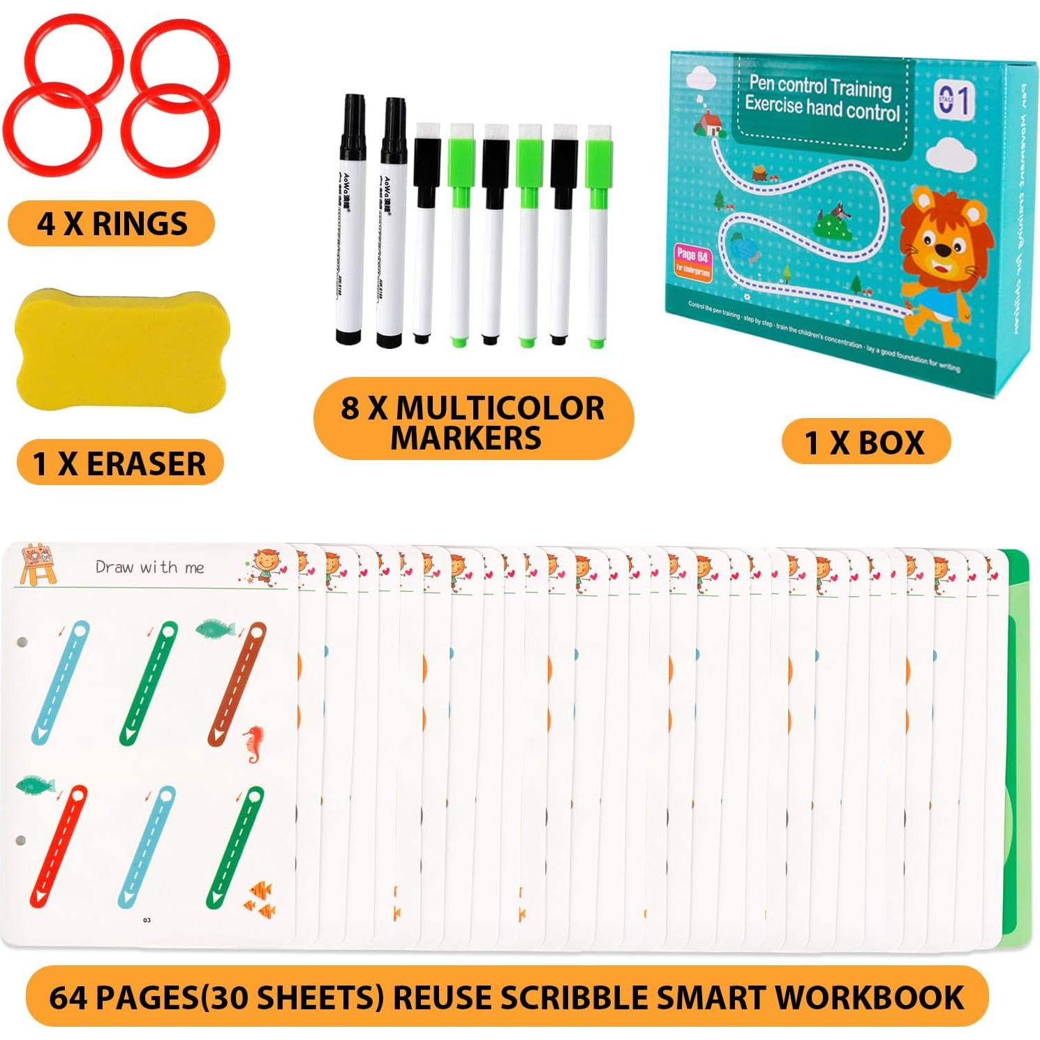 Cuaderno Reutilizable Scribble Smart Genérico Azul 64 Páginas
