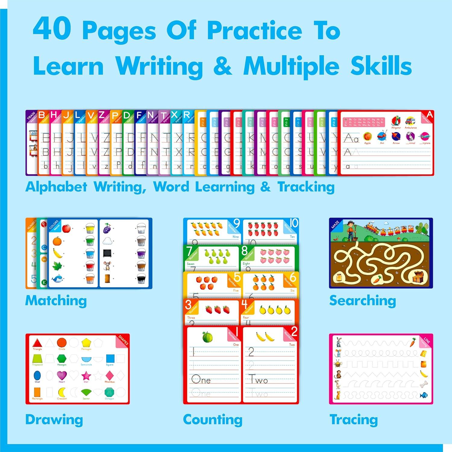 Cuaderno Borrable Educativo Gethelud 40 Páginas Preescolar